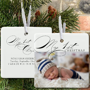 Ornement En Céramique Ma première photo de Noël en céramique avec callig
