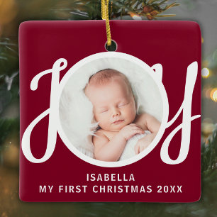 Ornement En Céramique Ma première photo de Noël personnalisée Cadeau bor