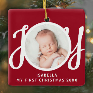 Ornement En Céramique Ma première photo de Noël personnalisée Cadeau rou