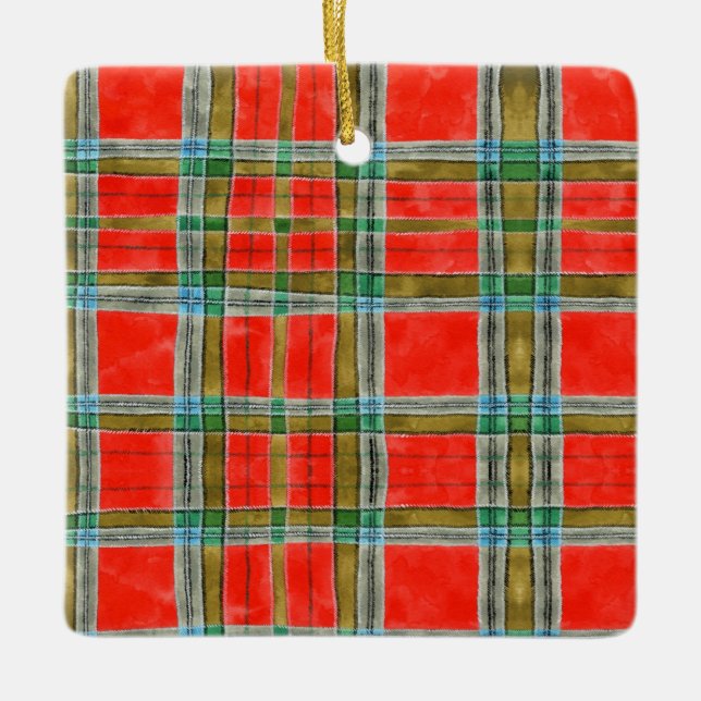 Ornement En Céramique MAC BAIN TARTAN Ceramic Square Ornament (Devant)