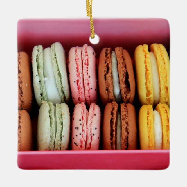 Ornement En Céramique Macarons de différentes couleurs (Devant)