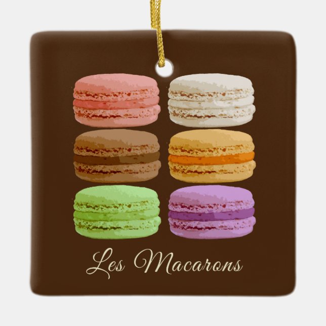 Ornement En Céramique Macarons français élégants - Saveurs associées (Devant)