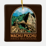 Ornement En Céramique Machu Picchu Pérou Emblem Vintage<br><div class="desc">Image vectorielle de Machu Picchu. Machu Picchu est une citadelle incane située au sommet des montagnes des Andes au Pérou,  au-dessus de la vallée de l'Urubamba.</div>