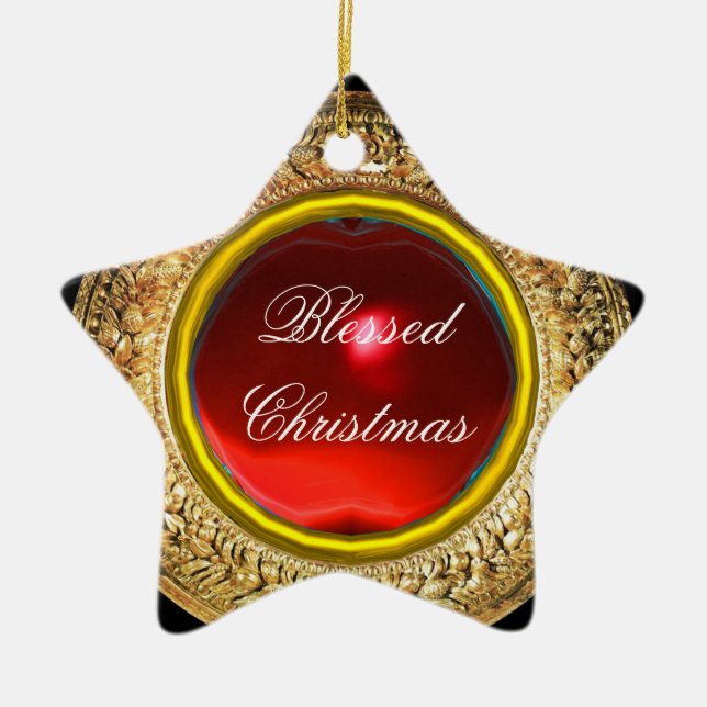 Ornement En Céramique Madonna de la grenade / Ruby Gemstone Star (Devant)