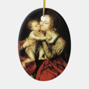 ORNEMENT EN CÉRAMIQUE MADONNA ET ENFANT