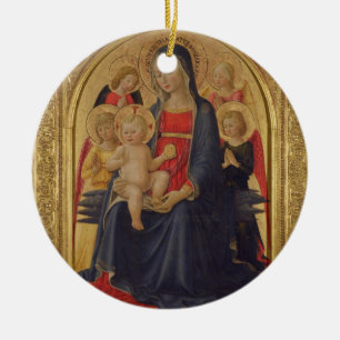 Ornement En Céramique Madonna et enfant avec les anges, c.1467 (huile