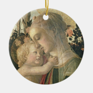 Ornement En Céramique Madonna et enfant avec St John le baptiste, detai