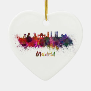 Ornement En Céramique Madrid skyline in watercolor