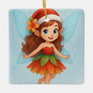 Ornement En Céramique Magical Christmas Fairy, Cute Winter Fairy