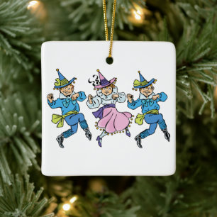 Ornement En Céramique Magicien vintage d'Oz, mignonne Munchkins Dansant