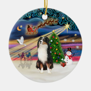 Ornement En Céramique Magie de Noël - Berger australien (tri)