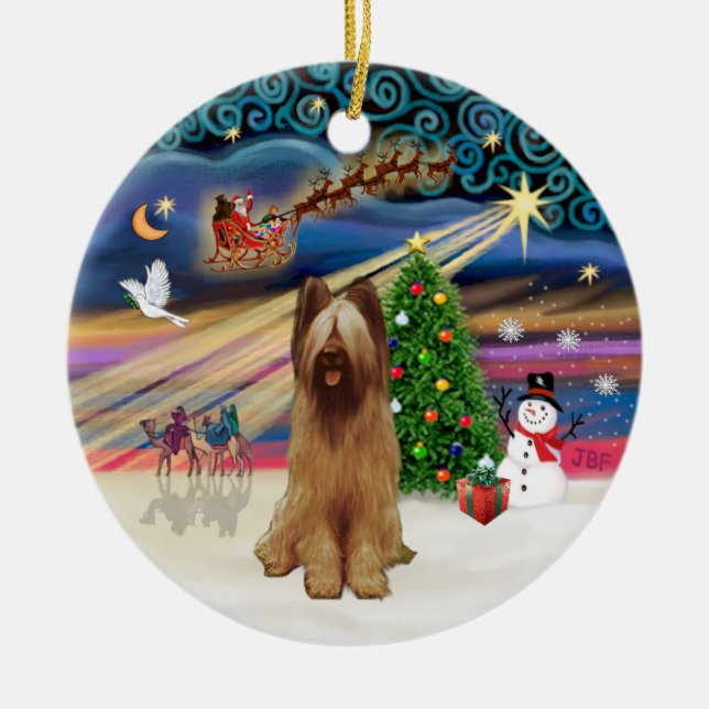 Ornement En Céramique Magie de Noël - Briard (fawn) (Devant)