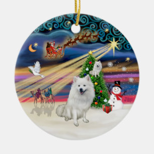 Ornement En Céramique Magie de Noël - Chien Esquimau Américain