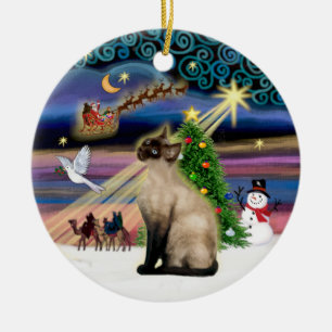 Ornement En Céramique Magie de Noël - Point de phoque Siamese