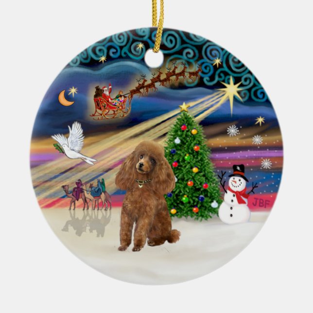 Ornement En Céramique Magie de Noël - Poodle (abricot de jouets) (Devant)