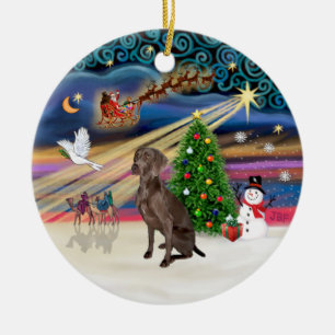 Ornement En Céramique Magie de Noël - Weimaraner #A7