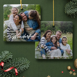 Ornement En Céramique Magnifique vie deux photo simple Noël