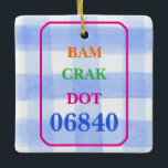 Ornement En Céramique Mahjong Dot Crak Bam Blue Check PERSONNALISER<br><div class="desc">Mahjong Dot Crak Bam en Gras sur En vichy aquarelle Check. Parfait pour tout ami mahjong. ***Le code postal est optionnel / personnalisable*** J'adore la peinture et le design ! J'espère que vous apprécierez mes oeuvres d'art. Code postal facultatif / personnalisable</div>