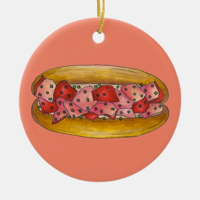 Ornement En Céramique Maine Lobster Roll Sandwich Seafood Foodie Cadeau (Devant)