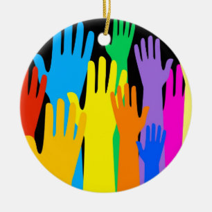 Ornement En Céramique Mains colorées