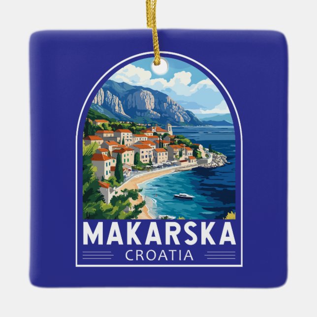 Ornement En Céramique Makarska Croatie Emblème d'art de voyage (Devant)