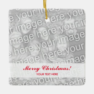 Ornement En Céramique Make your own square Christmas tree photo ornament