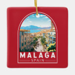 Ornement En Céramique Malaga Espagne Travel Art Vintage<br><div class="desc">Conception de voyage vectoriel rétro Málaga. Nichée le long des rives ensoleillées du sud de l'Espagne,  Malaga séduit les voyageurs par son mélange captivant d'histoire riche,  de culture vivante et d'une beauté naturelle à couper le souffle.</div>