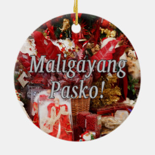 Ornement En Céramique Maligayang Pasko ! Joyeux Noël à Tagalog wf