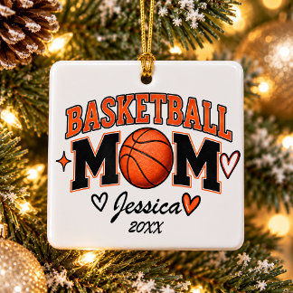 Ornement En Céramique Maman de basketteur personnalisée Nom de Noël pers