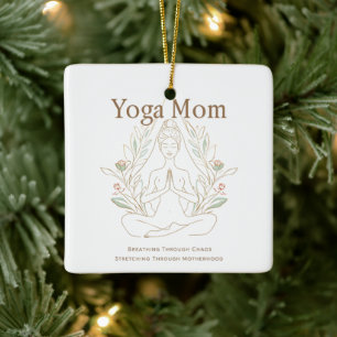 Ornement En Céramique Maman de yoga qui respire à travers la maternité