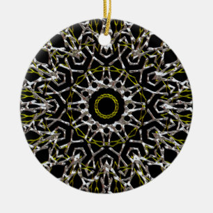 Ornement en céramique Mandala argent et or