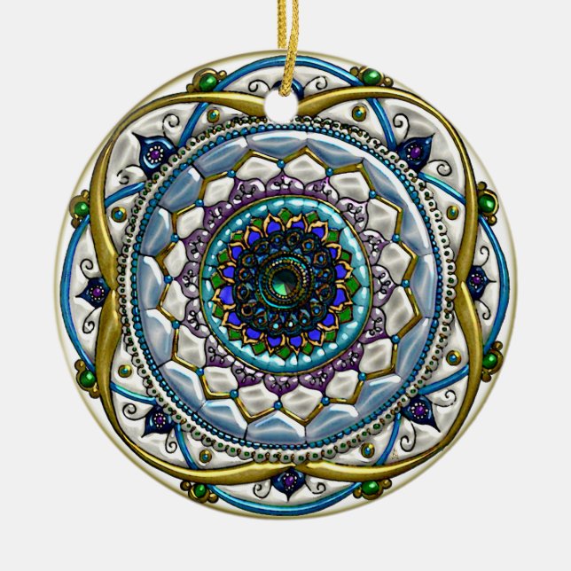 Ornement En Céramique Mandala bijoux (ornement céramique personnalisé) (Devant)