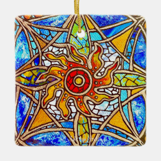 Ornement En Céramique Mandala en verre tendu 40-27 par Julie Ann Strickl