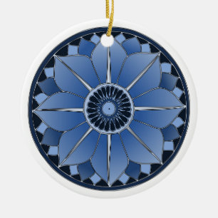Ornement En Céramique Mandala spirituel de lotus floral bleu de nouvel â