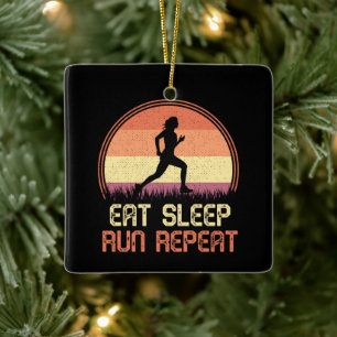Ornement En Céramique Manger Sleep Run Répéter Marathon de l'athlète