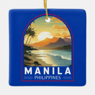 Ornement En Céramique Manille Philippines Travel Art Vintage