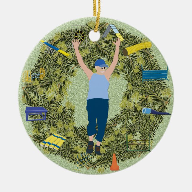 Ornement En Céramique Manipulateur 2 d'agilité de guirlande de Noël (Devant)