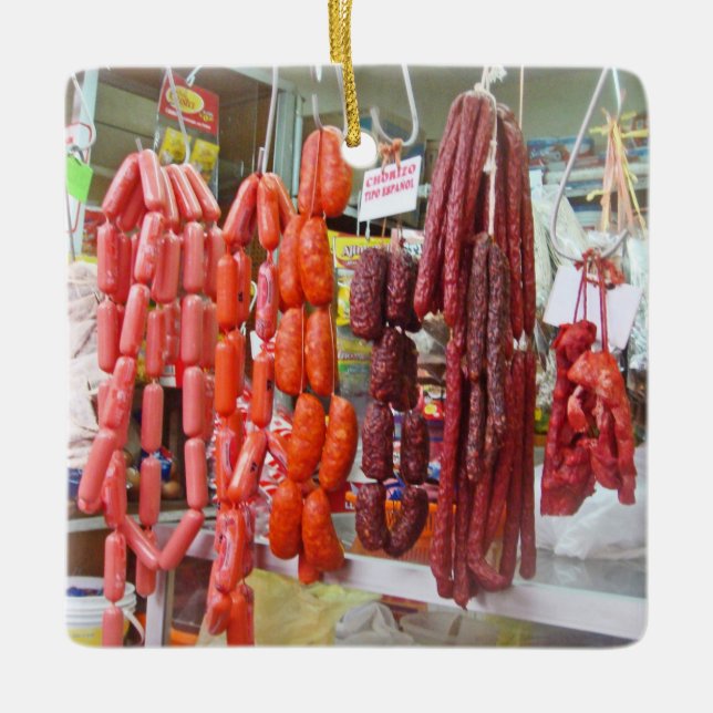 Ornement En Céramique Marché de saucisse à Lima (Devant)