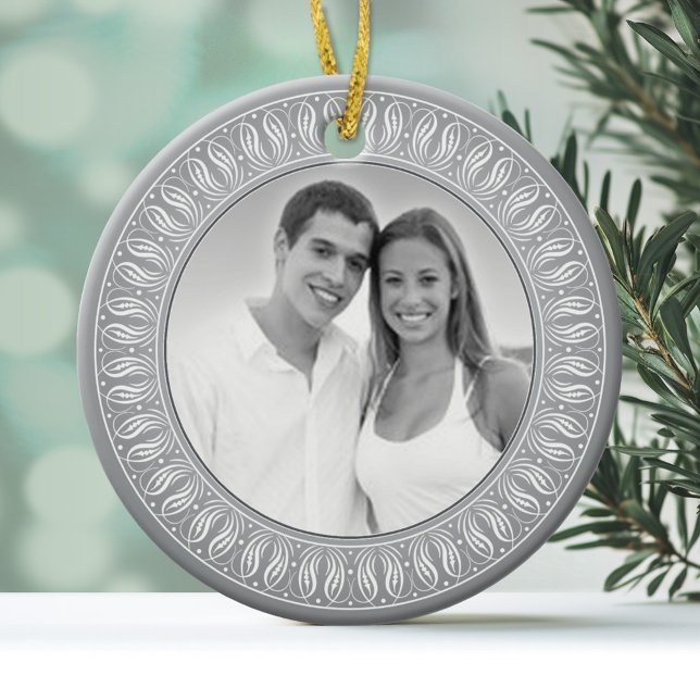 Ornement En Céramique Mariage Anniversaire Méménite ou cadeau (Personalized Photo Ornament)