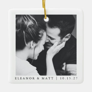 Ornement En Céramique Mariage de couple photo personnalisé minimaliste n