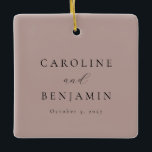 Ornement En Céramique Mariage Élégant Minimaliste Mauve Poussiéreux Call<br><div class="desc">Ornement en Céramique de Mariage Élégant Minimaliste Mauve Poussiéreux Calligraphie Personnalisé</div>