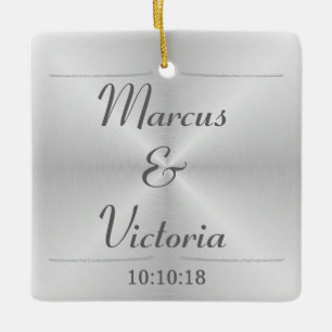 Ornement En Céramique Mariage en métal brossé moderne