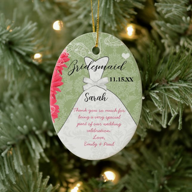 Ornement En Céramique Mariage Gown Bridesmaid Gerber Daisy Choisissez la (Arbre)