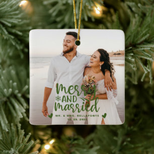Ornement En Céramique Mariage Joyeux et Marié Noël Photo Céramique 