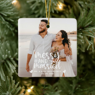 Ornement En Céramique Mariage Joyeux et Marié Noël Photo Céramique 