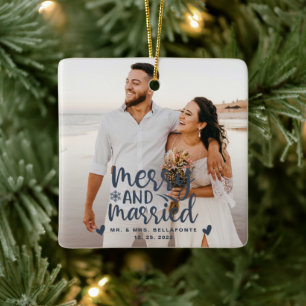 Ornement En Céramique Mariage Joyeux et Marié Noël Photo Céramique