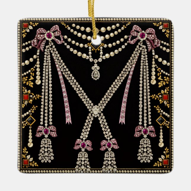 Ornement En Céramique Marie Antoinette French Inspired Design Bejewelled (Devant)