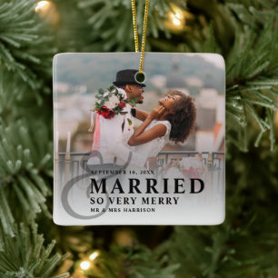 Ornement En Céramique Marié Et Tellement Joyeux Mariage Photo Récemment