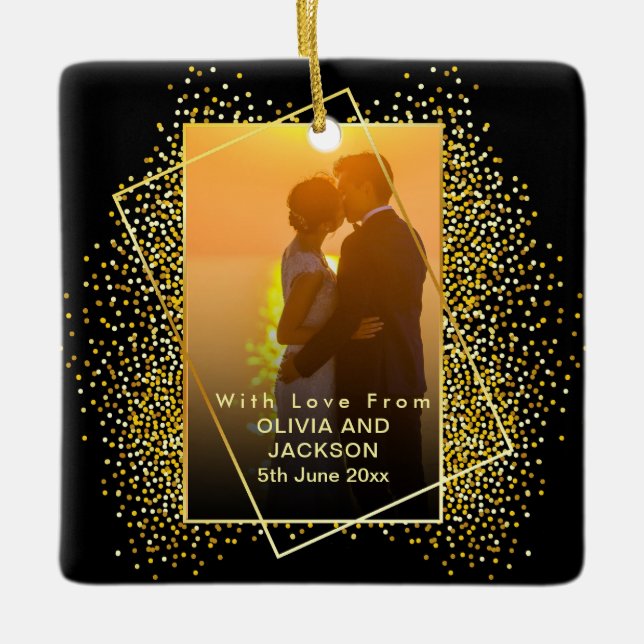 Ornement En Céramique Marié & Merry Gold Parties scintillant Trier Noël (Devant)