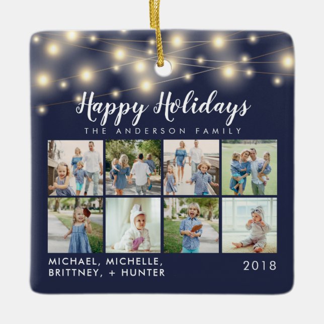 Ornement En Céramique Marine Bleue Chaîne Luminants 8 (Devant)